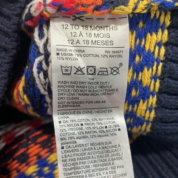 Janie and Jack Conner Navy Shawl Collar Fair Isle Sweater 12-18 months - Picture 10 of 10